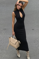Elegant Cutout Solid Sleeveless Bodycon Party Dress