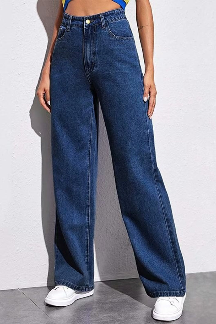 High-Waist Straight-Leg Denim Jeans