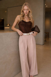 High Waist Fluid Long Straight Pants