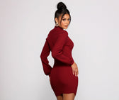 All Dolled Up Charming Ribbed Knit Mini Dress