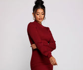 All Dolled Up Charming Ribbed Knit Mini Dress