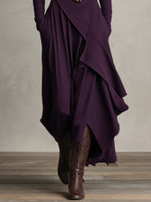 High Neck Long Sleeve Draped Maxi Dress 3
