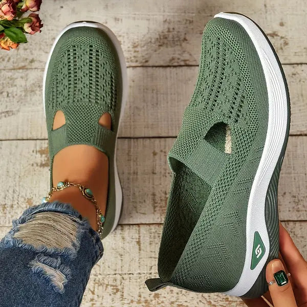 Mesh Knit Slip On Platform Sneakers