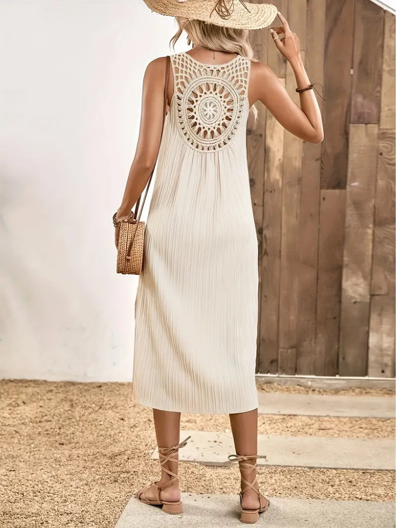 Teodora Minimalist Hollow Back Tank Dress Premium Wardrobe Essential