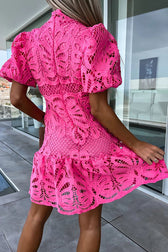 Ever So Sweet Crochet Lace Puff Sleeve Mini Dress - View 11