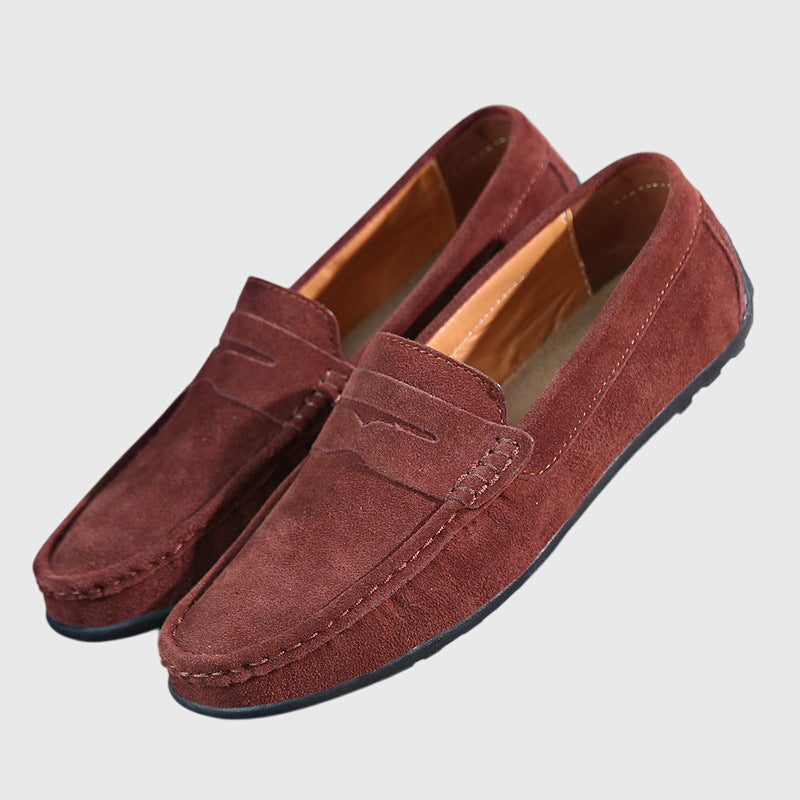 Suede Look Slip On Penny Loafers