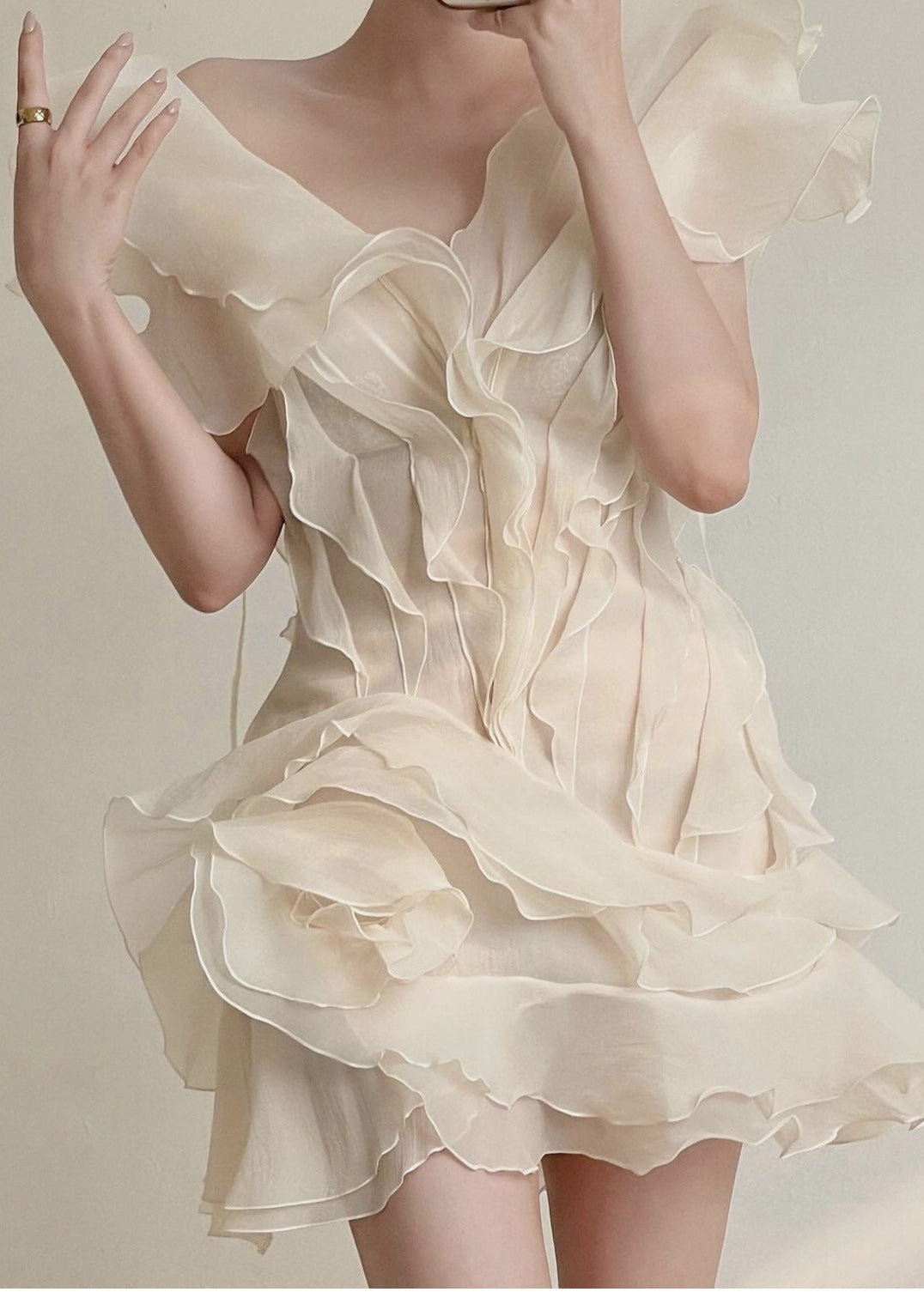 Aurelia - Ruffled Organza Mini Dress - View 5