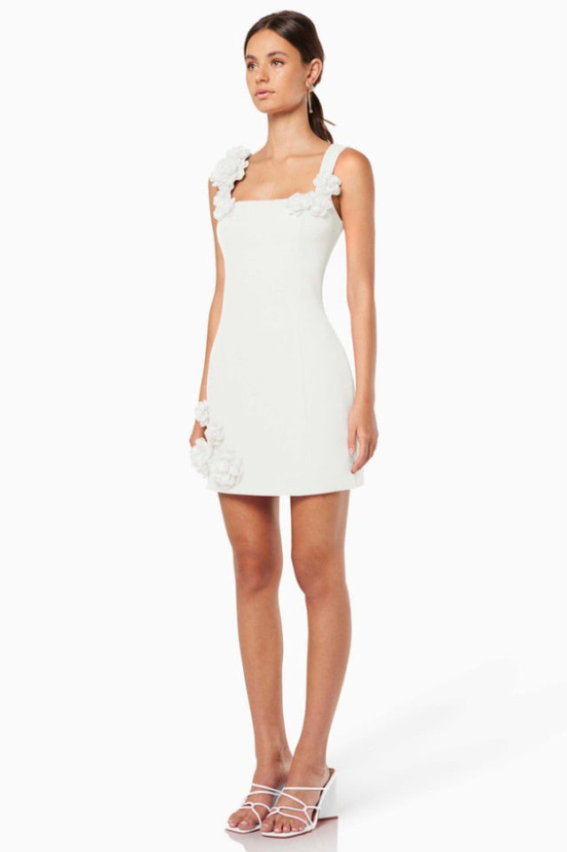 Floral Appliqué Square Neck Sleeveless Bodycon Mini Dress 6