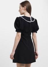 Eloise - Pearl Button Puff Sleeve Mini Dress - View 7