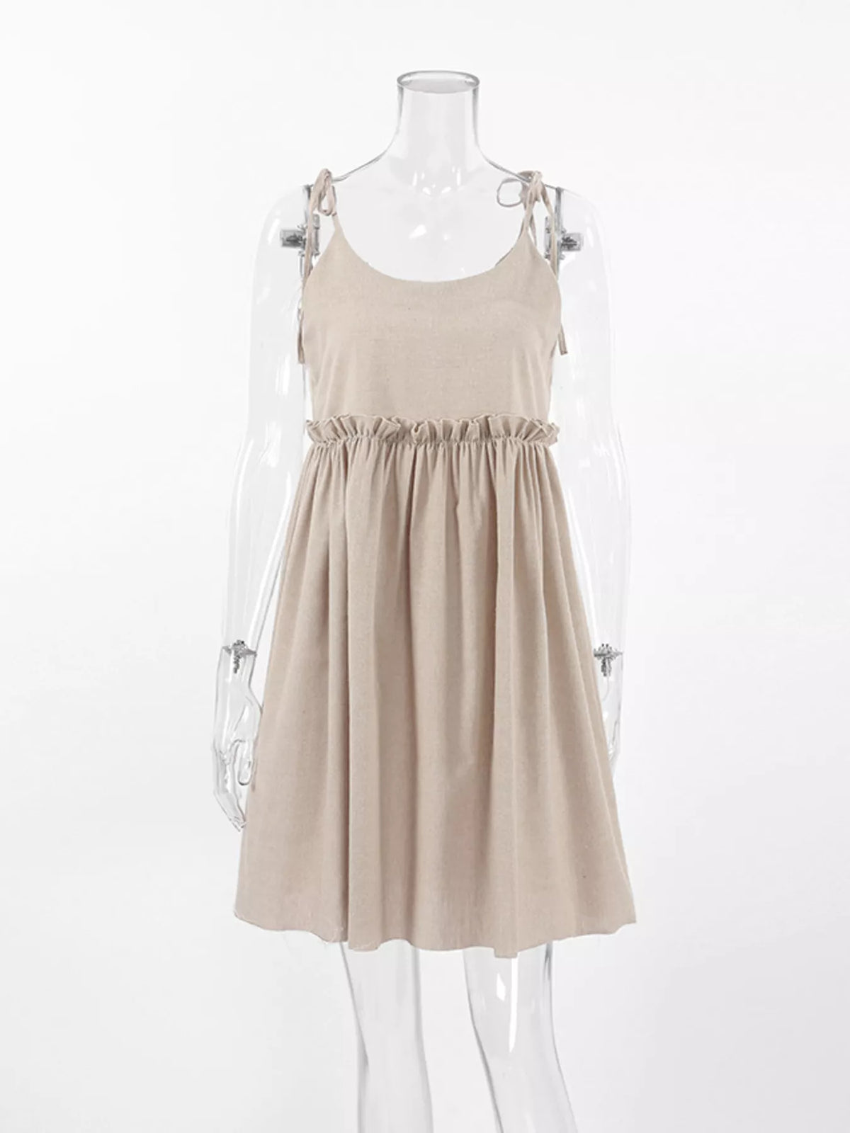 Frill Tie Shoulder Mini Dress
