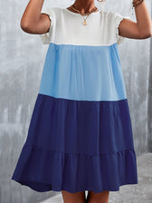 Round Neck Flutter Sleeve Tiered Babydoll Mini Dress 5
