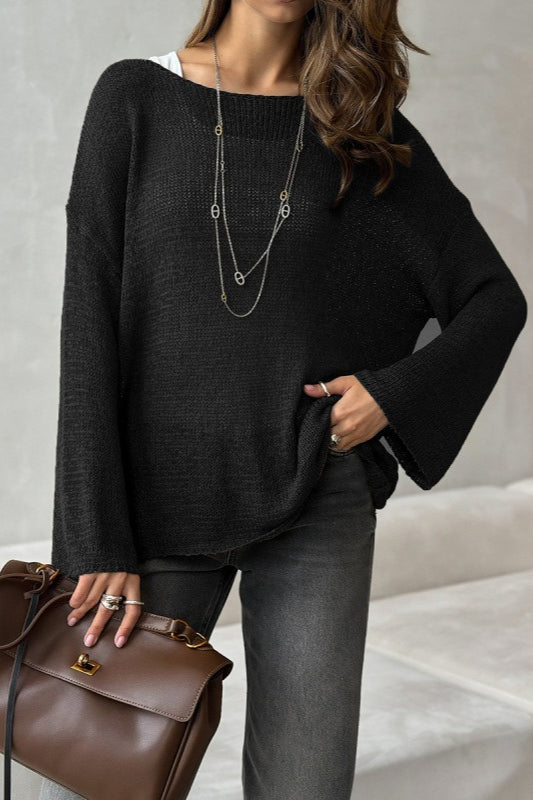 Casual Hollow Knit Pullover Sweater