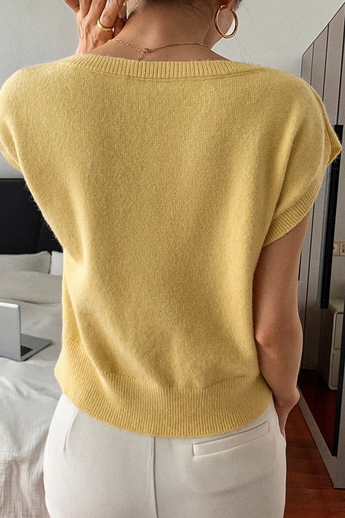 Casual Short Sleeve Knit Sweater