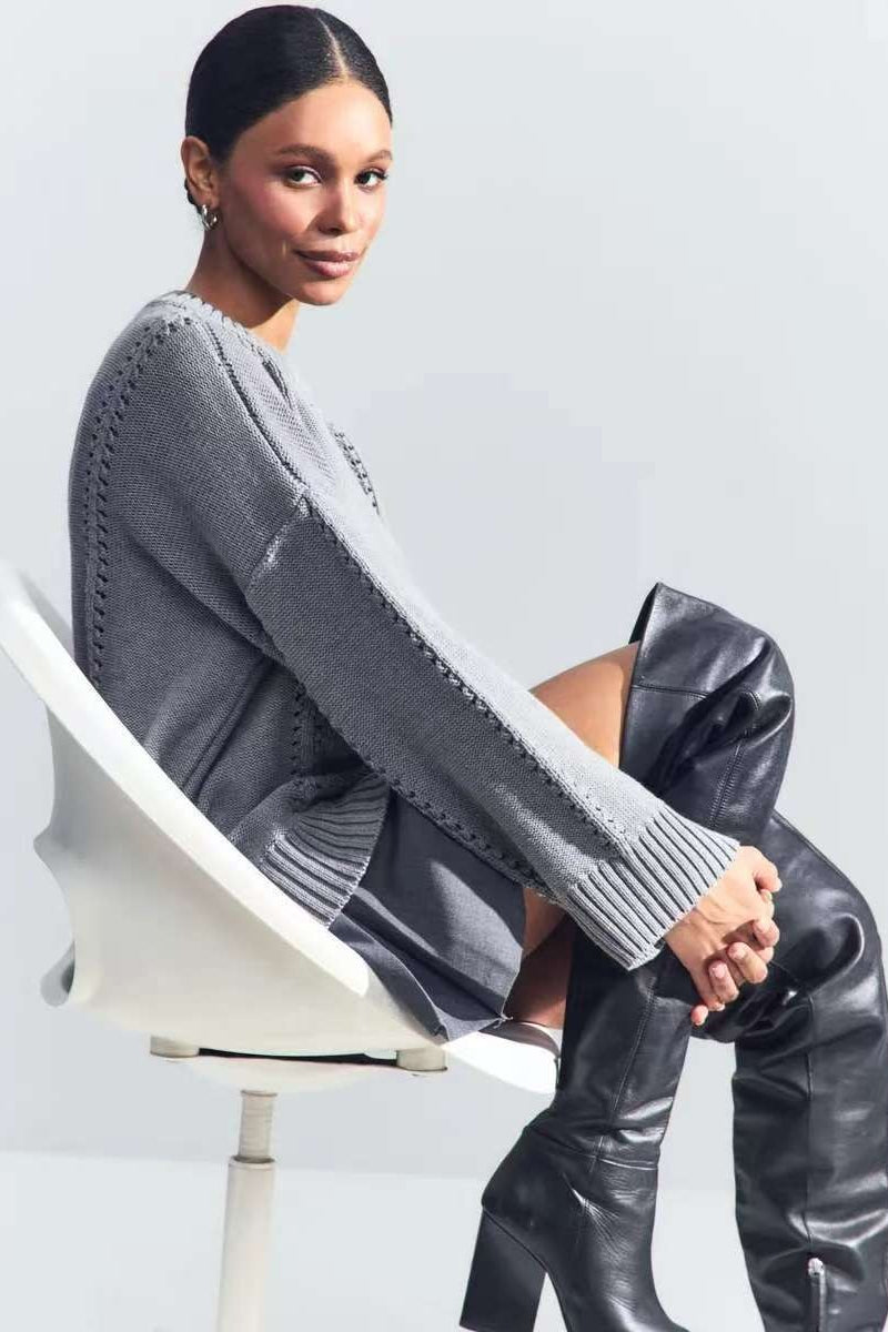 Casual Lace Knit Pullover Sweater