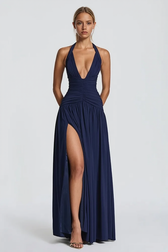 Halter Backless Slit Bodycon Party Dress