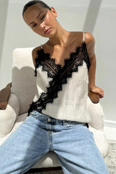 Lace Trim V-Neck Cami Top