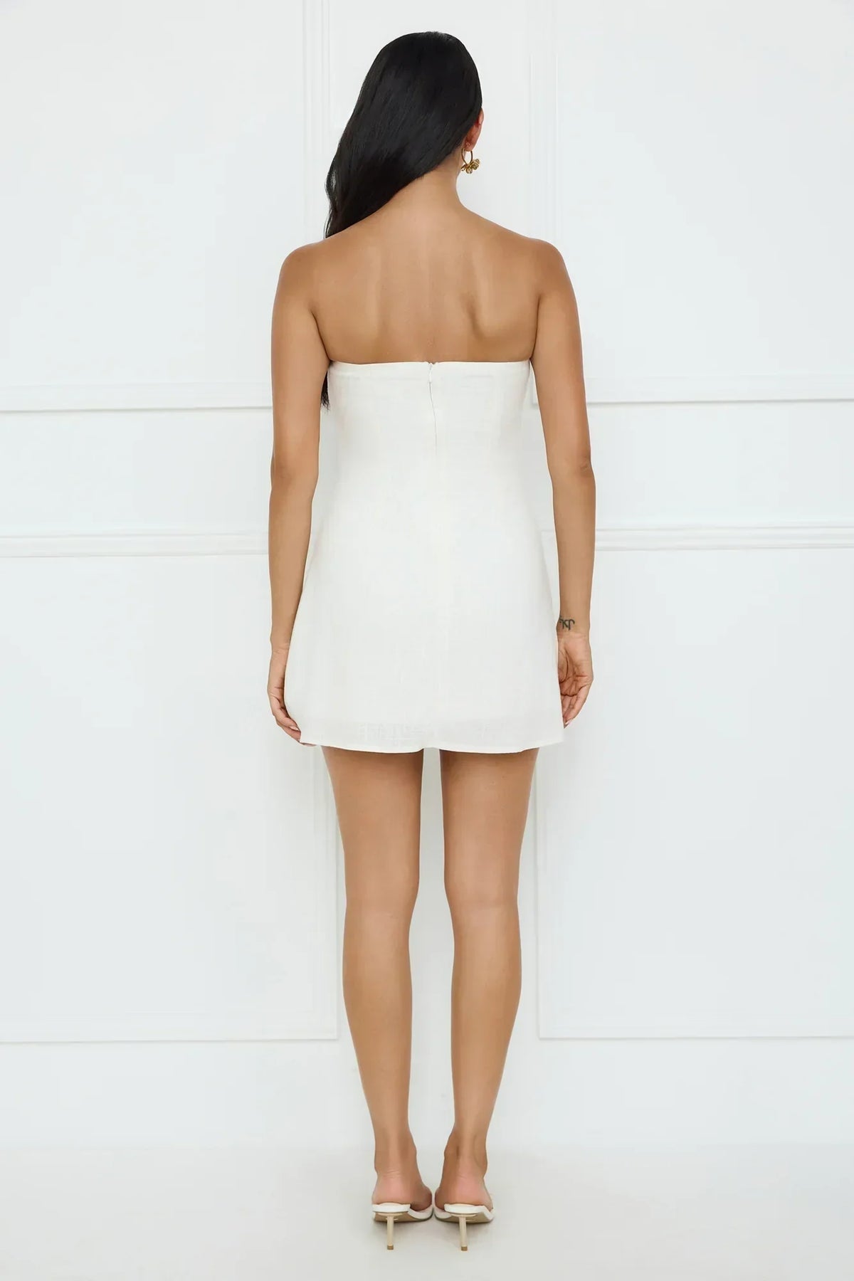 Strapless Keyhole Cut Out Ring Detail A-Line Mini Dress 4