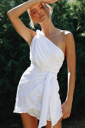 One Shoulder Knot Front Wrap Mini Dress 9