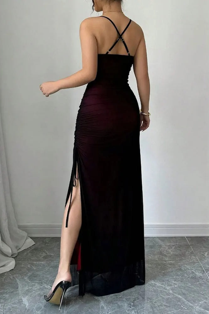 Vacation Edition Mesh ALine Maxi Dress