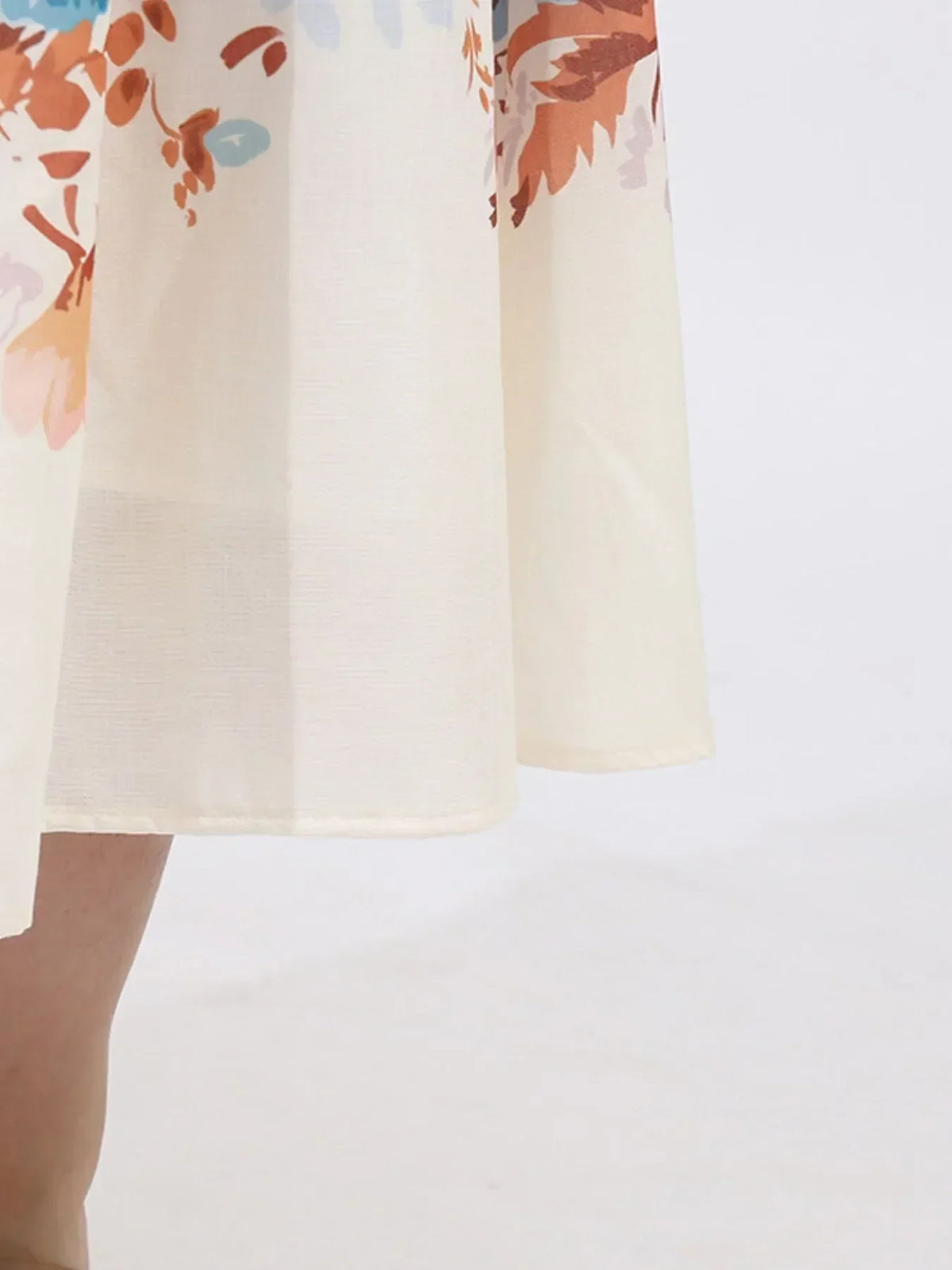 Floral Border Print Square Neck Sleeveless A-Line Midi Dress with Pockets 13