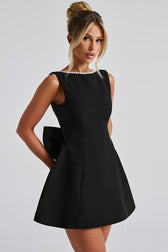 Cecila Bowknot Pearl Backless Mini Dress 8