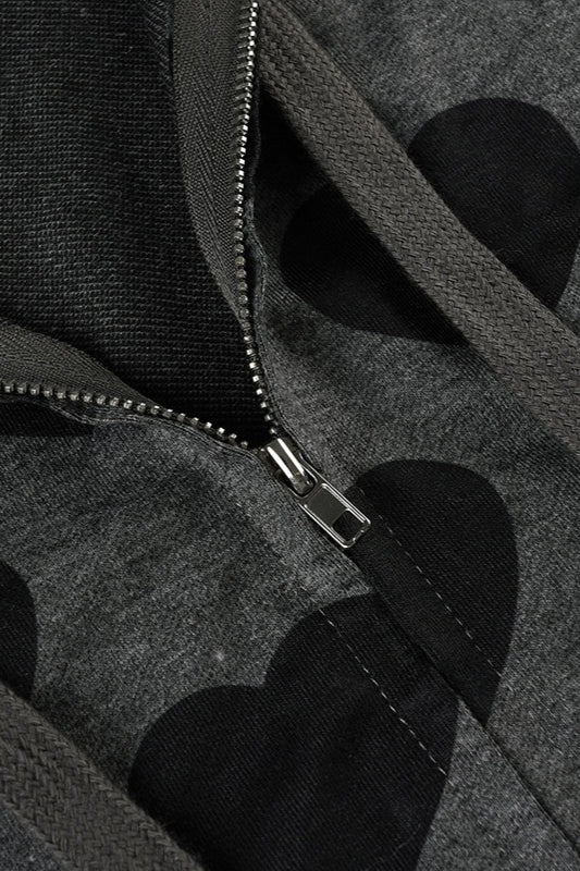 Heart Print Slim Fit Hoodie