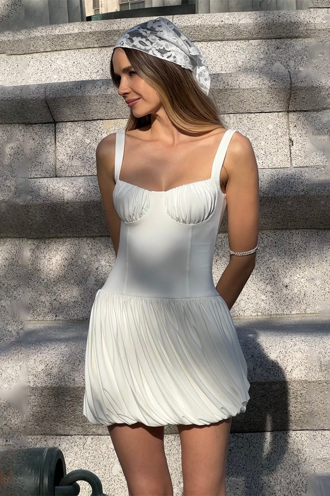 Strapless Pleated Tube Top Mini Dress