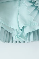 Low-Rise Pleated Denim Mini Skort