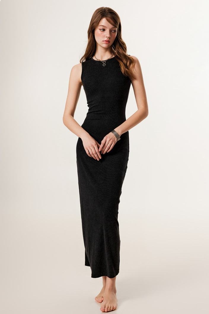 Slim Fitted Knit Tank Sweater Dress