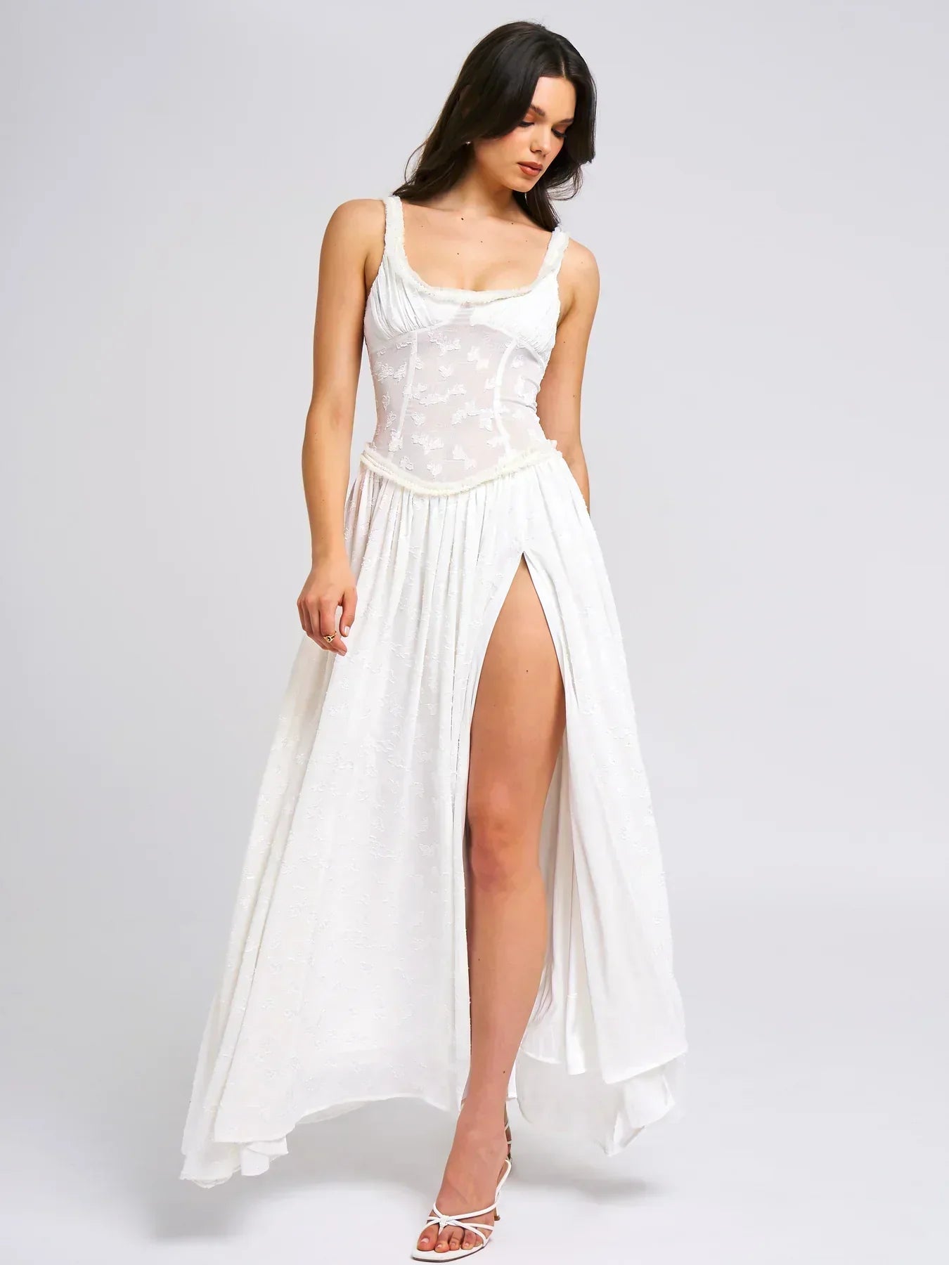 Savannah Meadows Lace Maxi Dress in Green - View 11