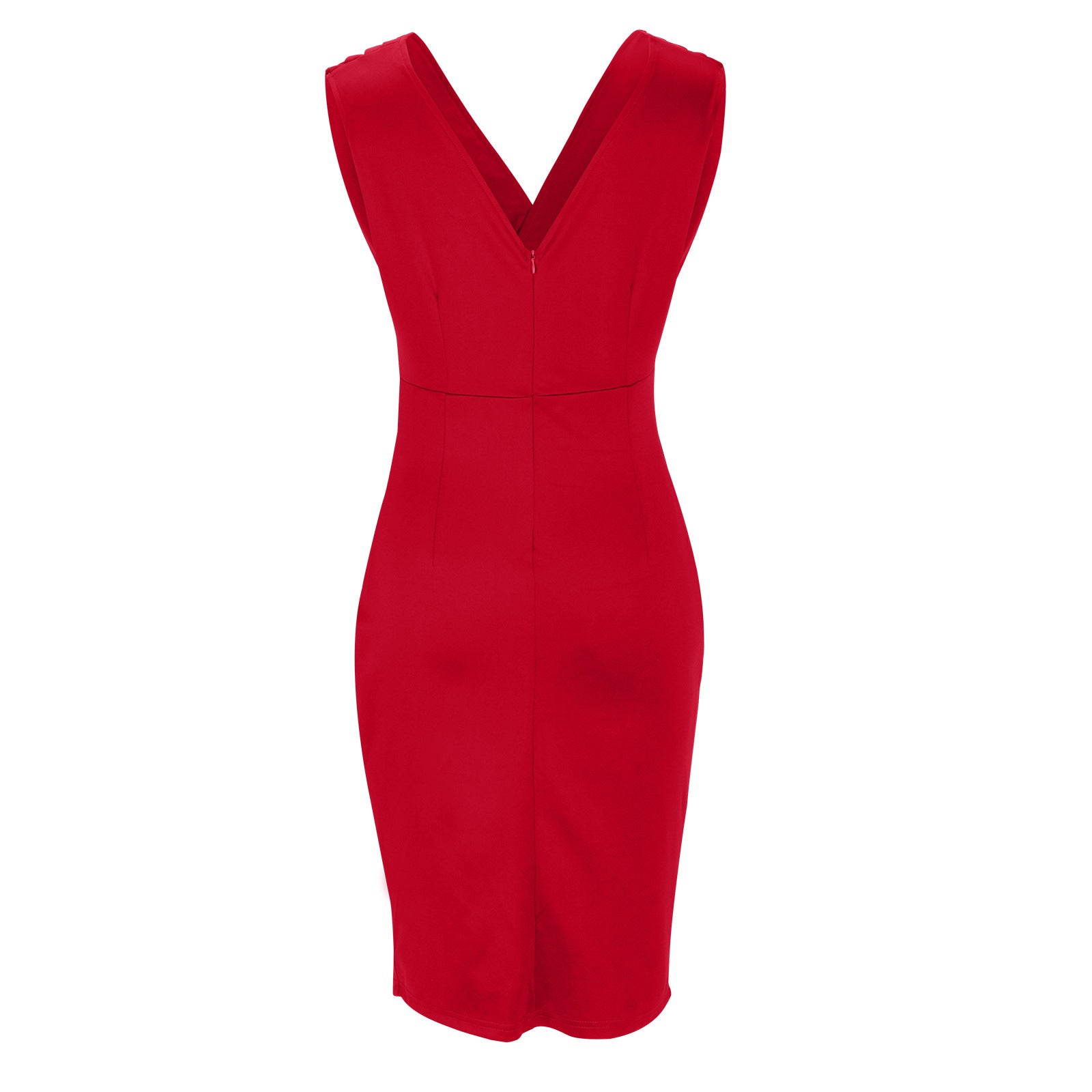 Angela Timeless Fitted Dress with V Neck and Side Slit Boutique Collection