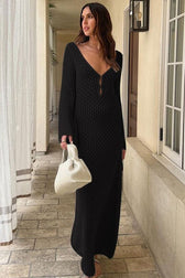 Crochet Knit Halter Neck High Split Maxi Dress 12