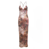 Butterfly applique backless v neck maxi dress 13