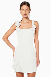 Floral Appliqué Square Neck Sleeveless Bodycon Mini Dress 4