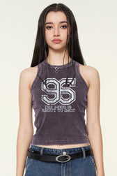 Washed Digital Print Crop Tank Top