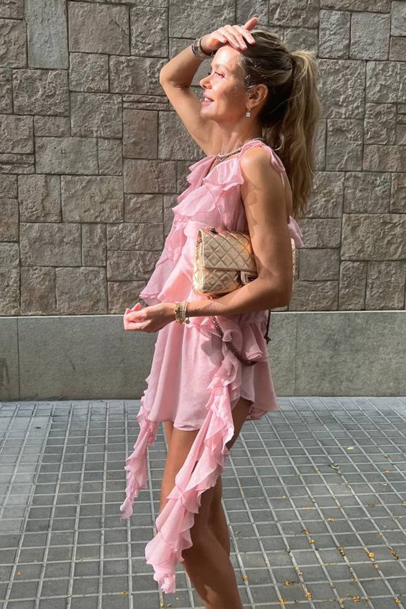 Asymmetric Ruffle Hem Cami Top