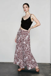 Elegant Zebra Print Umbrella Vacation Skirt