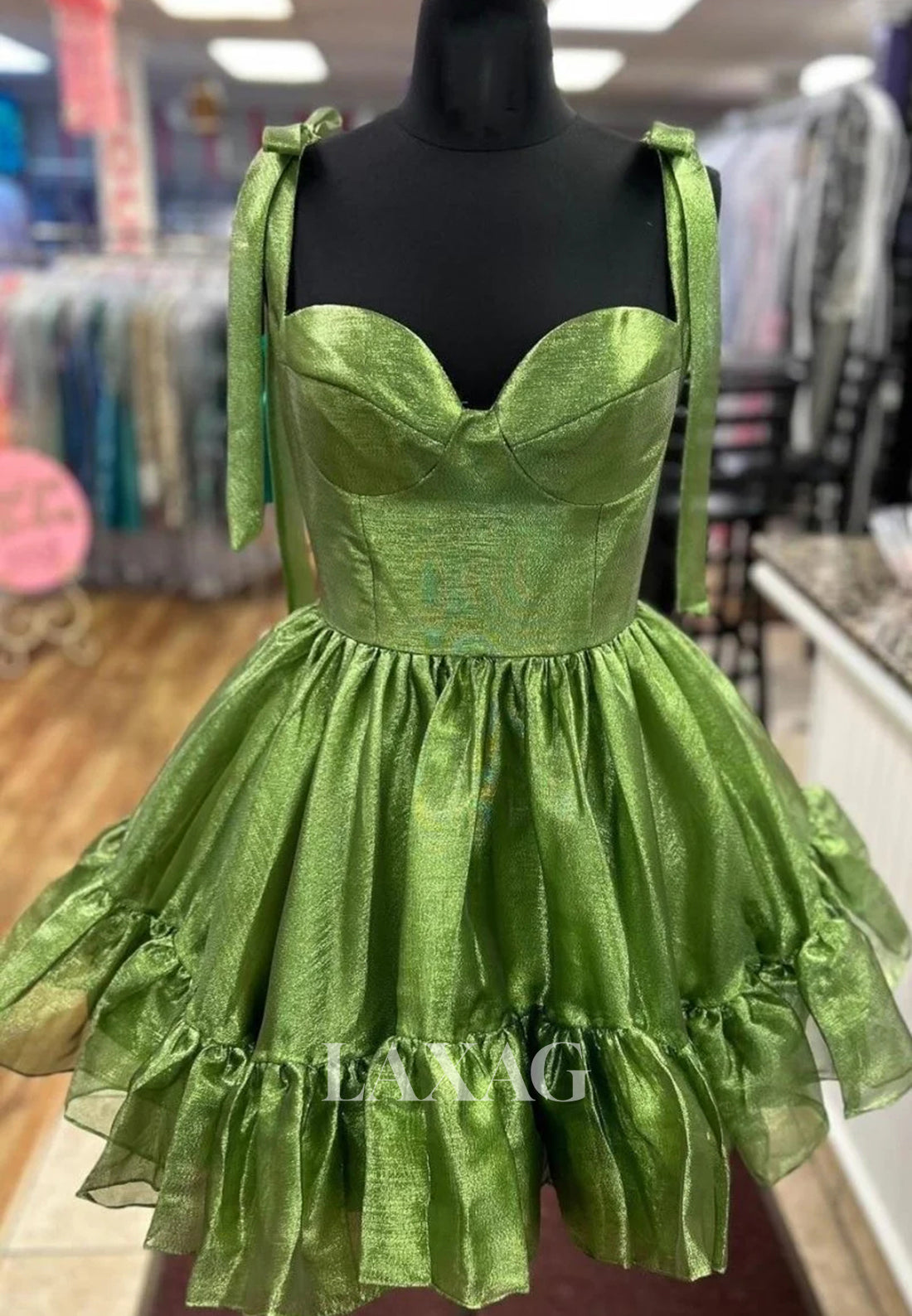 Sweetheart Bows-Straps Off-Shoulder Pleated Chiffon A-Line Party Homecoming Dress