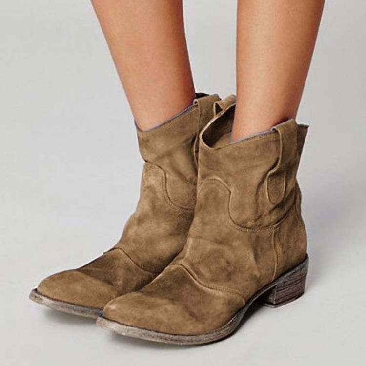 Daily Flat Heel Boot Western Ankle Boots