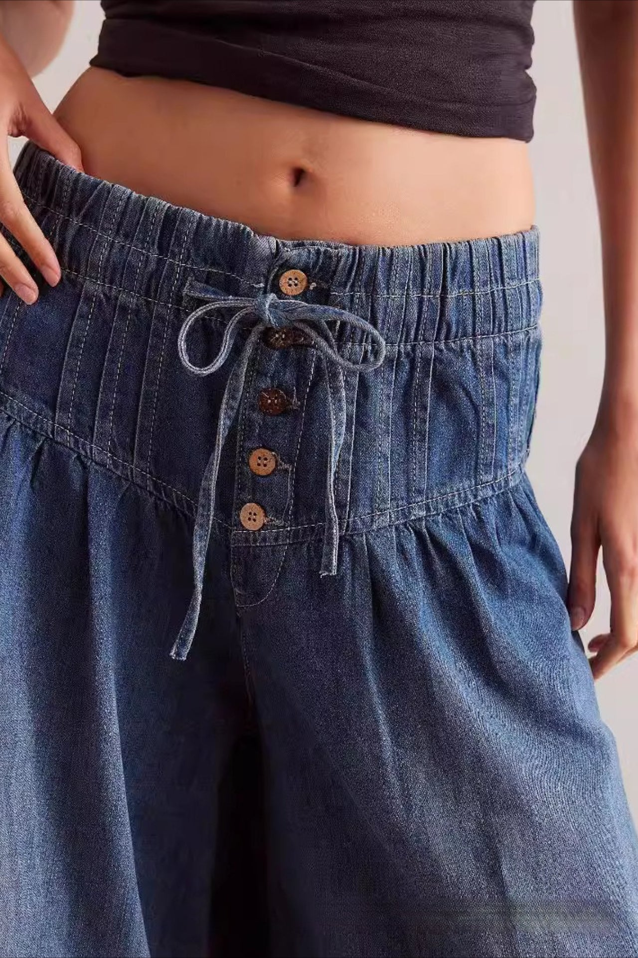 Ruched Denim Jeans