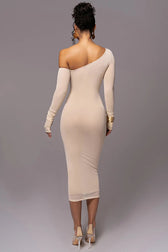 Diagonal Collar Mesh Midi Dress 3