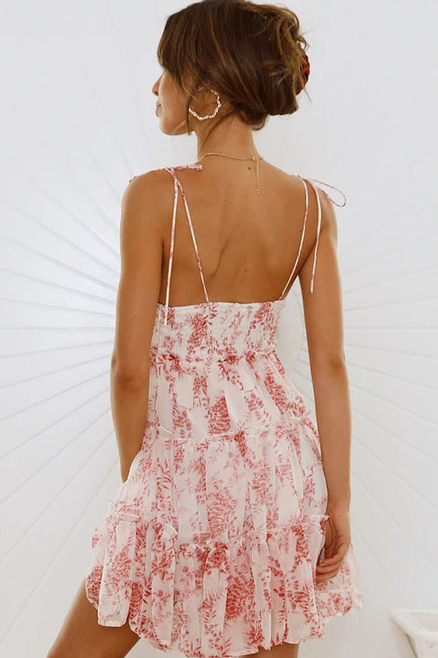 Floral Spaghetti Strap Tiered Ruffle Mini Dress Summer 7