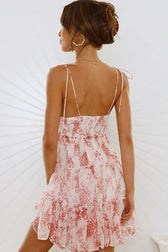 Floral Spaghetti Strap Tiered Ruffle Mini Dress Summer 7