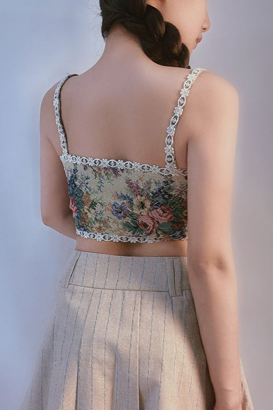 French Floral Bustier Corset Cami Top