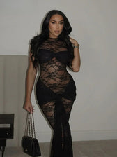 Knot Ribbon Mesh Midi Dress 4