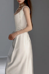 Minimalist High End Elegant Satin Wedding Dress