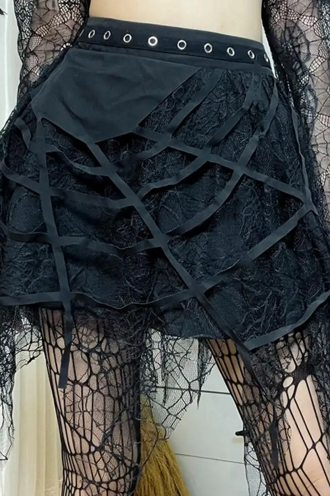 Halloween Spiderweb Tassel Skirt