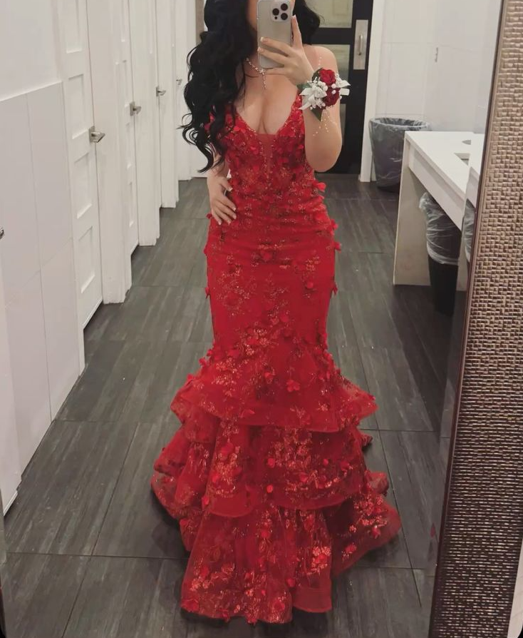 Red Mermaid Long Prom Dress Sexy Evening Party Dresses  fg7717