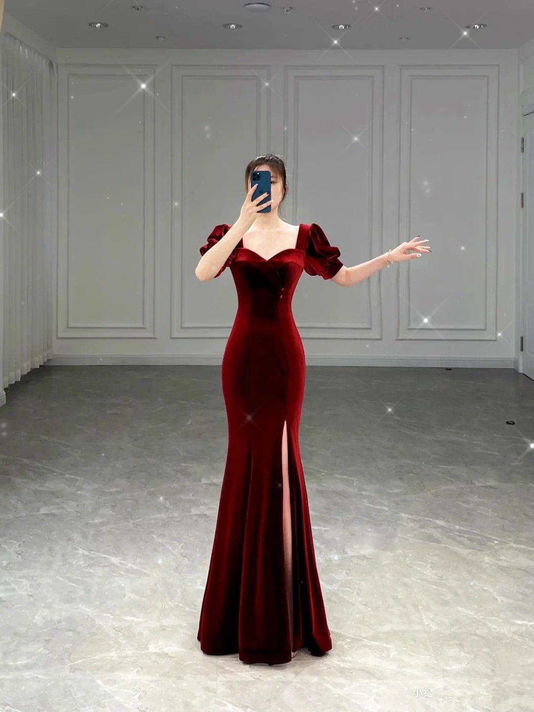 Classy Wine Red Mermaid Evening Dress With Slit  cc868