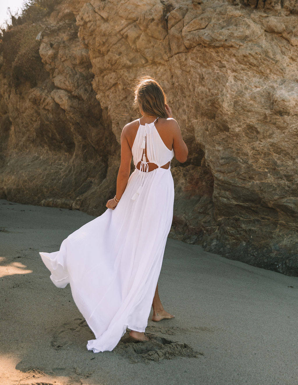 Cailey Cutout Halter Maxi Dress White